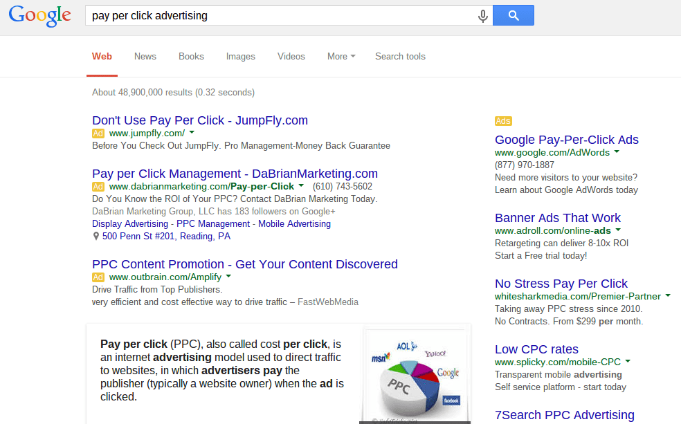 Exampale Pay per Click Advertising