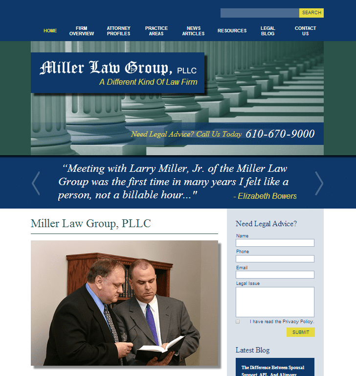 The Miller Law Group, PLLC website redesign.