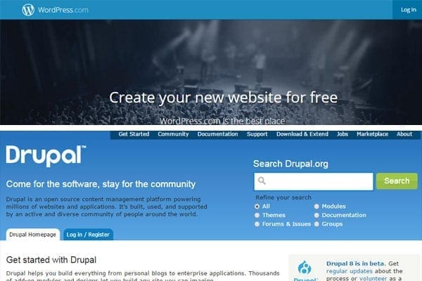 popular open source CMS’s (wordpress, drupal)